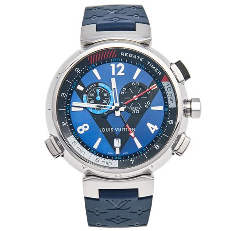 Louis Vuitton Blue Stainless Steel Tambour Regatta 